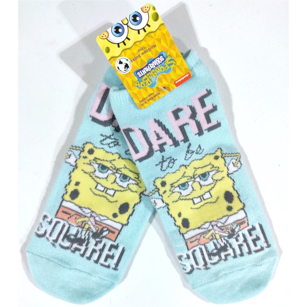 High Point Spongebob Socks Adult 9-11 Blue Dare To Be Square No Show Women